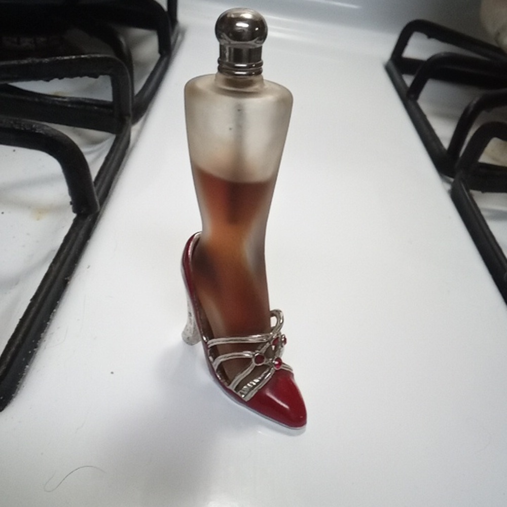 Vintage Red Stiletto Heel Perfume Bottle-full